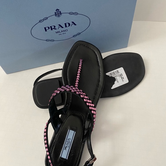 PRADA embellished crystal thong sandal. Sz 38.5. - Picture 5 of 7